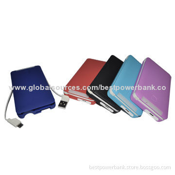 Colorful Built-in New Cable Adapter Portable Power Banks with USB Output, 6,000mAh Capacity